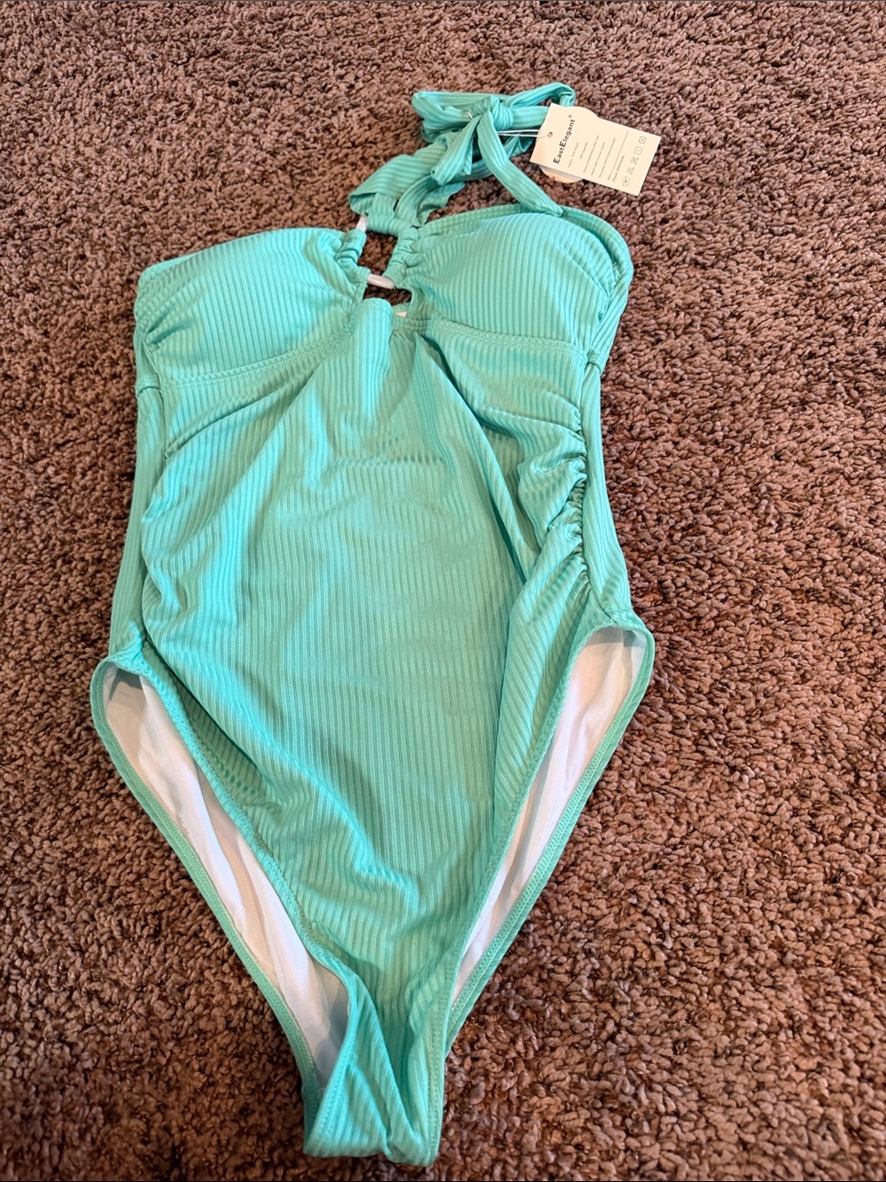 Womens Ribbed One-Piece Swimsuit in mint green